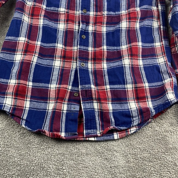 Faded Glory Flannel Mens Size Small Red Blue Plaid Flannel Button Up Shirt A2731 - Picture 4 of 15